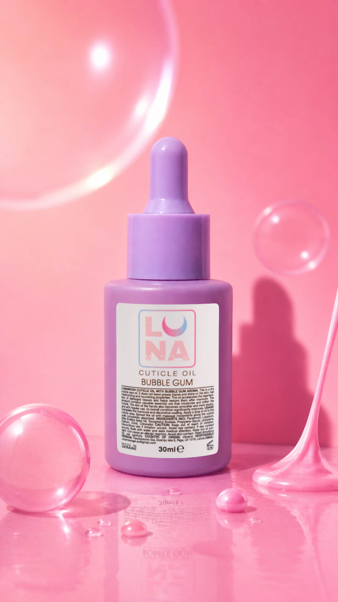 LUNAmoon - kynsinauhaöljy - Bubble Gum - 30ml